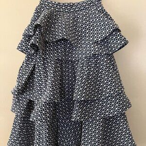 (EUC) Buru Tiered Ruffle Midi A-line Eyelet Embroidered Skirt Size XS